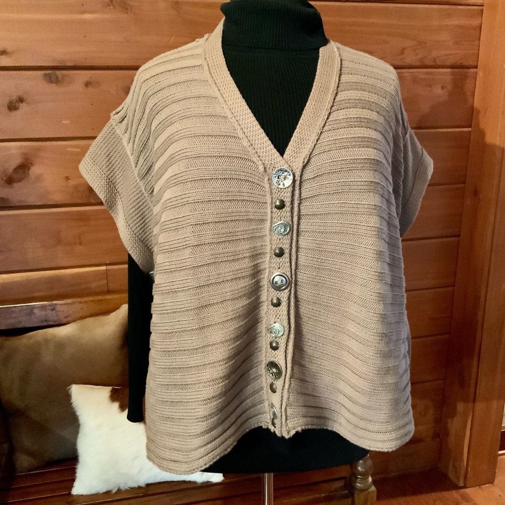 PURE hand knit sweater vest size M/L very unique buttons. Runs like a 1x